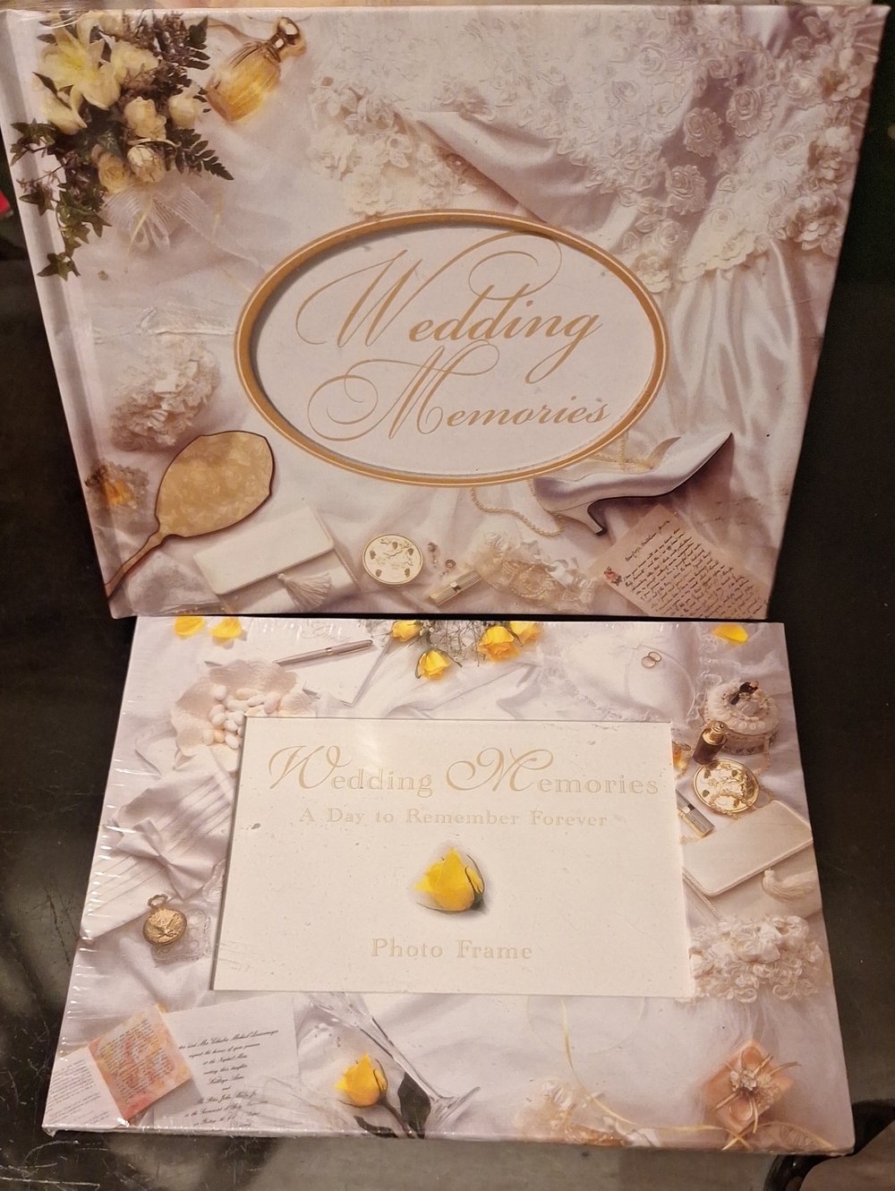 Wedding Memories Photo Frame & Album Set - Cream & Gold